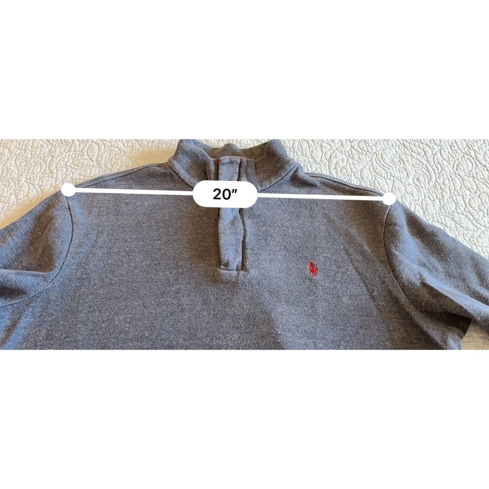 Polo Ralph Lauren Mens Large Sweater 1/4 Zip  Blue Button Leather Cotton - Picture 7 of 10